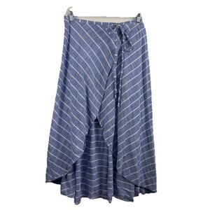 NWOT Fourteenth Place Faux Wrap Skirt XL Blue White Striped Beachy Preppy Maxi